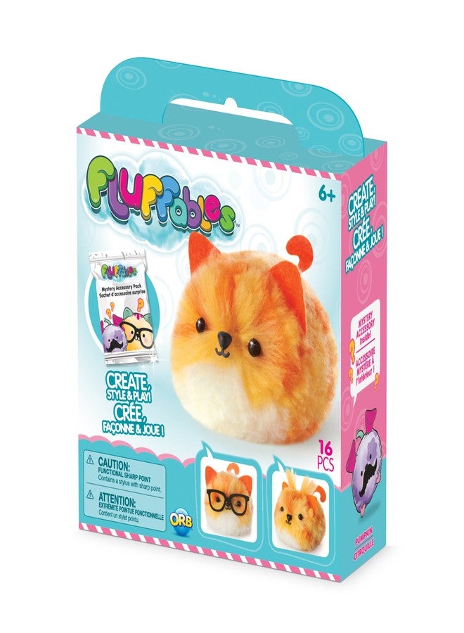 ORB The Factory Fluffables Pumpkin Arts & Crafts, Orange/White/Yellow, 5.75" x 2" x 6" - Image 1